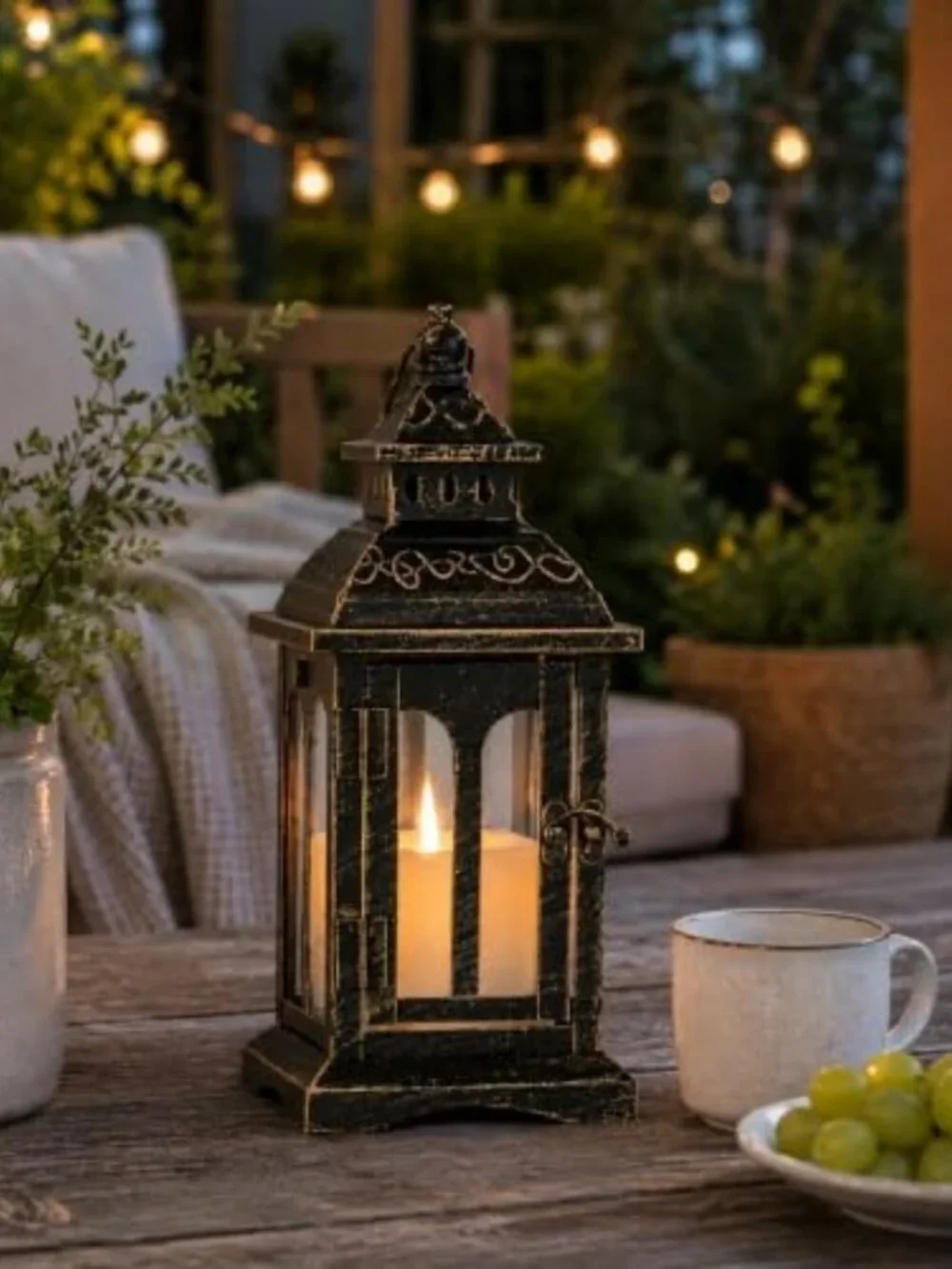 Vintage Metal Candle Lantern - Decorative Indoor/Outdoor Hanging Light for Home